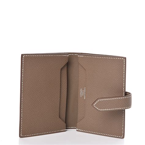 HERMES Epsom Bearn Card Holder Etoupe 